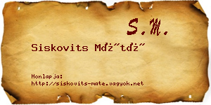 Siskovits Máté névjegykártya